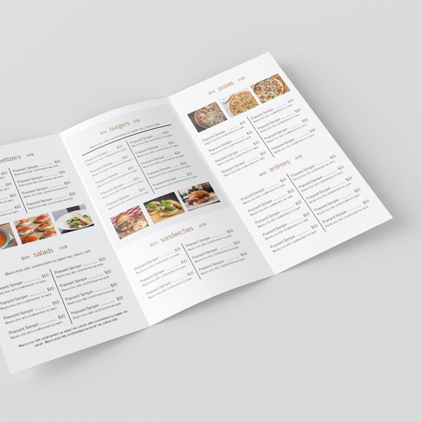 Trifold Menu Template,  Restaurant Menu, printable menu, editable menu, Word Menu, Google Doc Menu, large restaurant menu