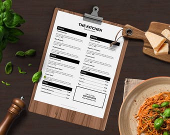 restaurant menu template etsy