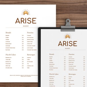 Restaurant-Menüvorlage, Dessert-Menü, Bäckerei-Menü, Menü-Flyer, Bestellformular, einseitiges Menü, minimales Menü, Word-Menü, Google Doc-Menü