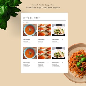 Menú Restaurante, Menú de Restaurante, Plantilla de Menú de Restaurante, Menú de Word, Menú de Google Doc, menú instantáneo, menú editable