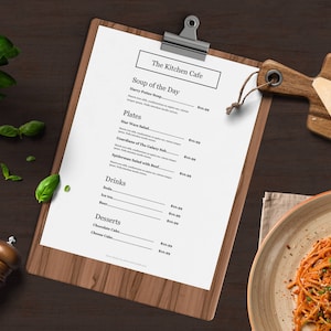 Simple Cafe Menu, Menu Template,  Restaurant Menu, Food truck menu, breakfast menu, printable menu, Word Menu, Google Doc Menu