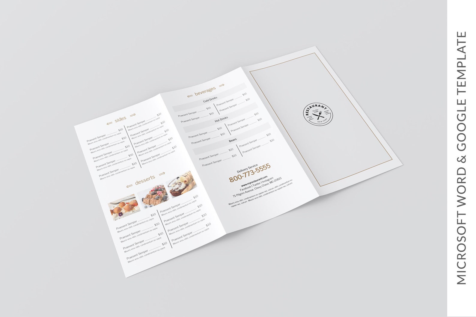 Trifold Menu Template, Restaurant Menu, Printable Menu, Editable Menu ...