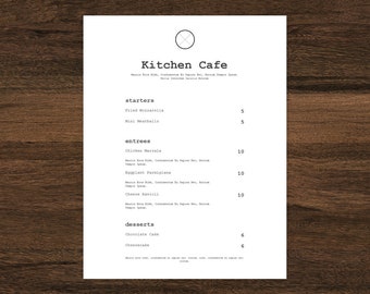 Retro word menu, restaurant menu template, restaurant menu, menu for café, café menu, simple menu, diy menu, google docs, instant download