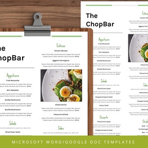 Menu Restaurant, Restaurant Menu Template, Restaurant Menu, Word Menu, Google Doc Menu, instant menu, editable menu