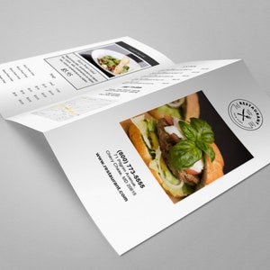 Plantilla de menú de restaurante, menú tríptico, menú para llevar, menú de catering, folleto de menú, folleto de menú, descarga instantánea, ms word, google docs