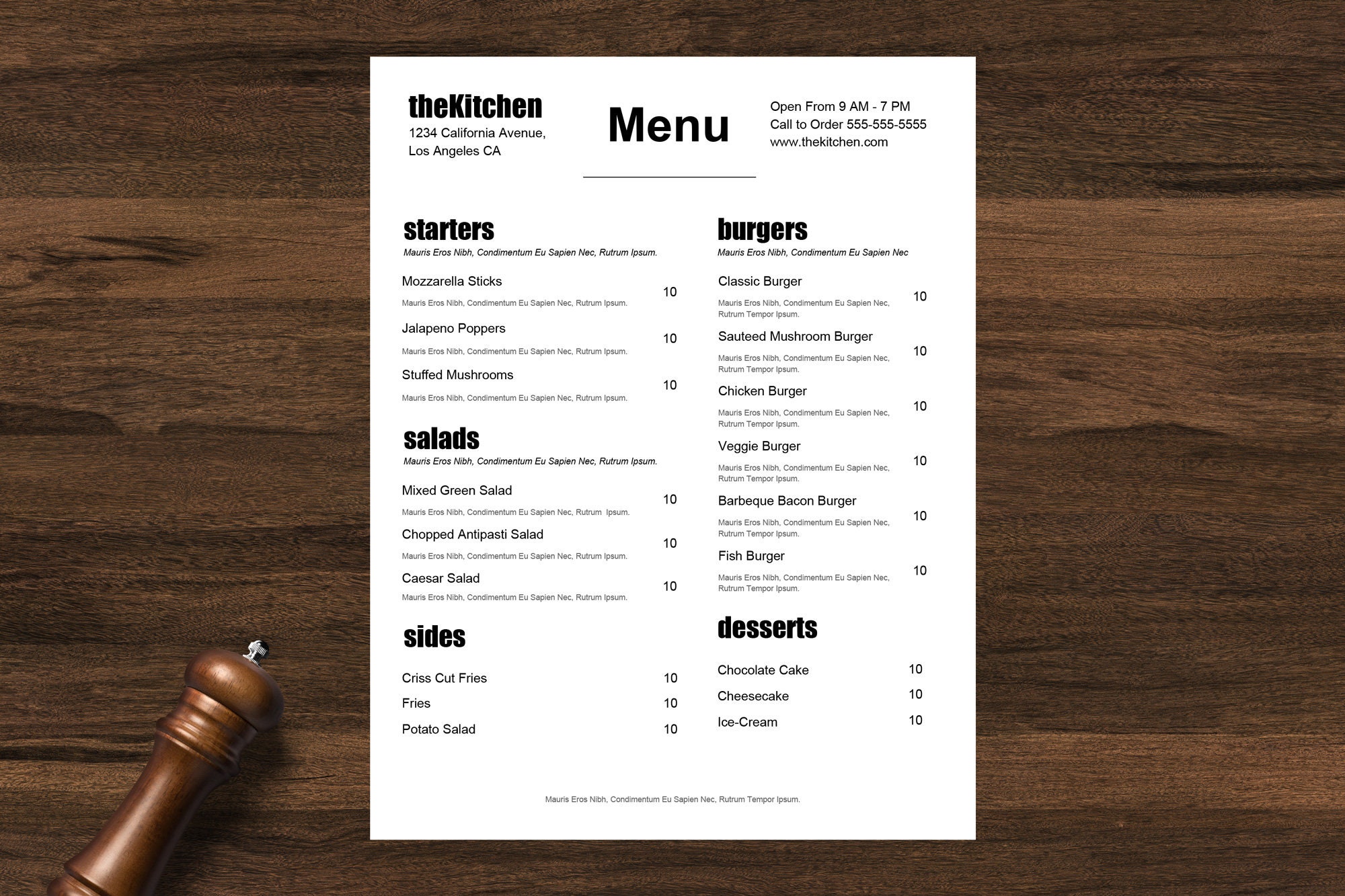 Food truck menu, restaurant menu template, restaurant menu, minimal menu,  café menu, simple menu, word menu, google docs, instant download In Menu Template Google Docs