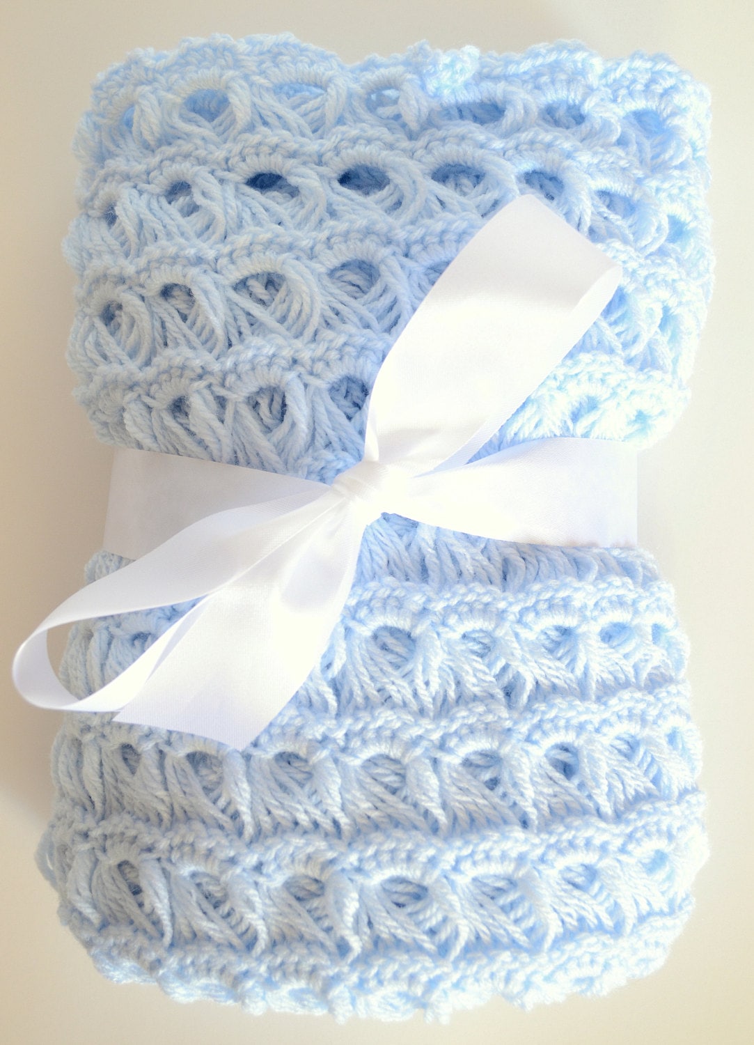 Baby Blue Hand Crocheted Baby Blanket Ready to Ship 30x Etsy