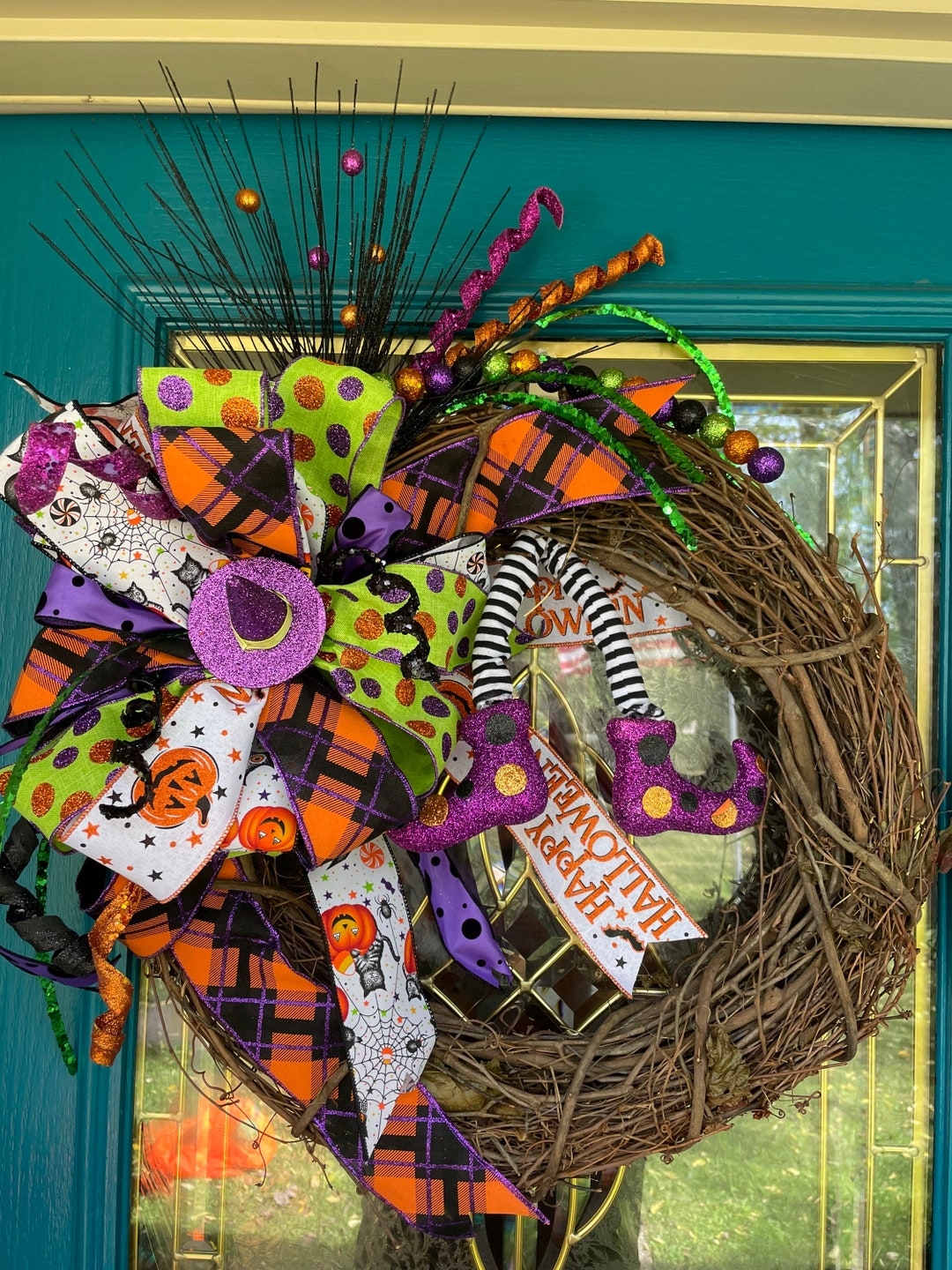 Witches Feet Halloween Grapevine Wreath Etsy