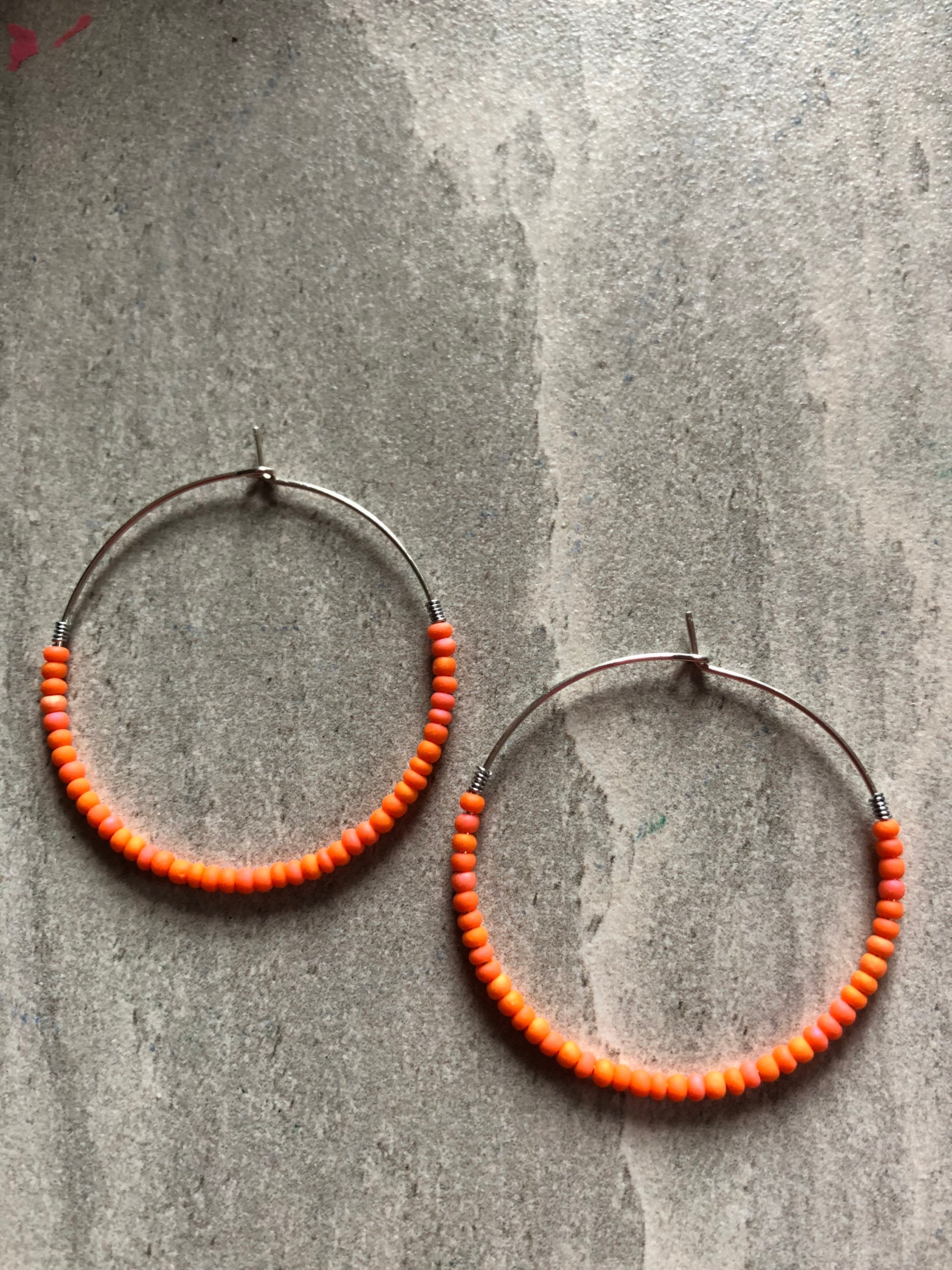 Sterling Silver Seed bead hoop earrings Etsy