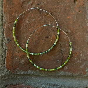 Mixed seed bead hoop earrings
