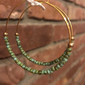 Picasso turquoise beaded hoops