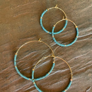 Picasso Turquoise Beaded Hoop Earrings
