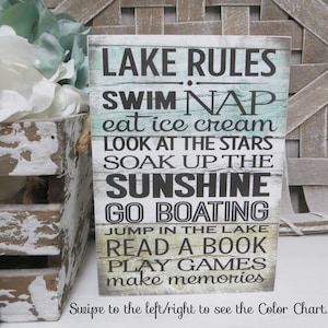Lake Sign / Lake Rules... / Lake Subway Art / Lake House Decor Sign / Lake Lover Gift / Lake House Tiered Tray Decor / Lake House Wood Sign
