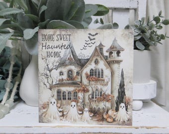 Home Sweet Haunted Home: Halloween Sign - Halloween Tiered Tray Decor