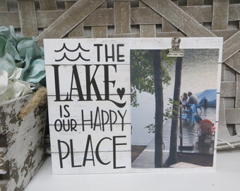 Lake Frame / The Lake is Our Happy Place /  Lake Picture Frame / Lake Family Picture Frame / Lake Lover Frame / Lake House Memory Frame