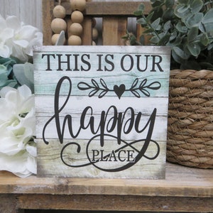 This is our happy place sign-above couch wall decor-living room