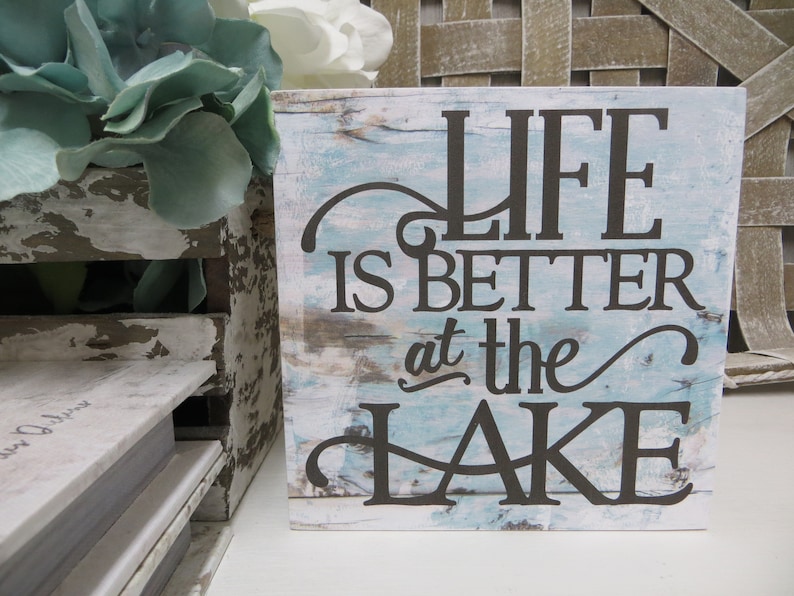 Lake Sign / Life is Better at the Lake / Lake House Decor Sign / Lake Lover Gift / Lake House Tiered Tray Decor / Lake House Wood Sign afbeelding 2