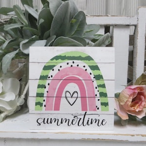 Summer Watermelon Rainbow Sign / Summertime / Summer Tiered Tray Decor / Watermelon Decor Sign / Watermelon Sign / Kitchen Tiered Tray Sign