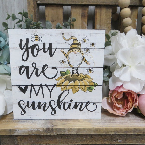 Honey Bee Sign / You Are My Sunshine / Honey Bee Sunflower Decor / Spring Decor / Honey Bee Tiered Tray Decor / Spring Bee Tiered Tray Sign