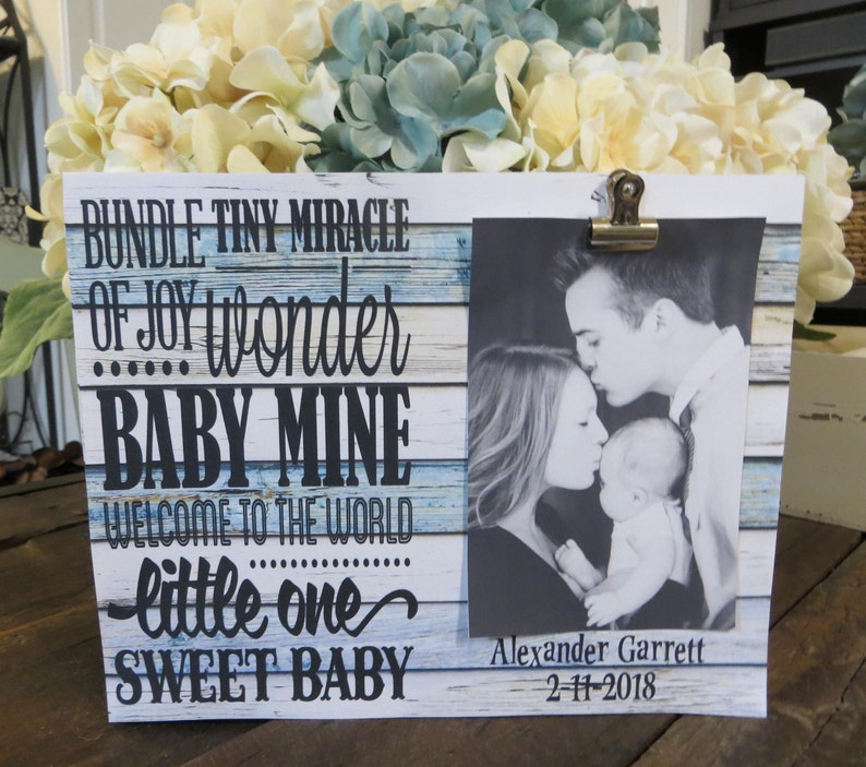 Wood Baby Frame Bundle Of Joy Tiny Miracle Image 0