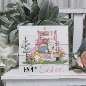 Easter Bunny Truck Sign: Happy Easter Tiered Tray Decor