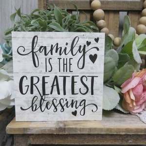 Family Sign / Family is the Greatest Blessing / Tiered Tray Family Sign /  Religious Family Sign / Anniversary Gift / New Family Gift