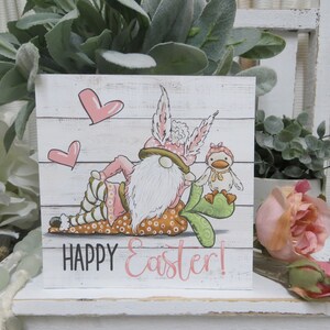 Easter Bunny Gnome Sign: Happy Easter - Tiered Tray Decor