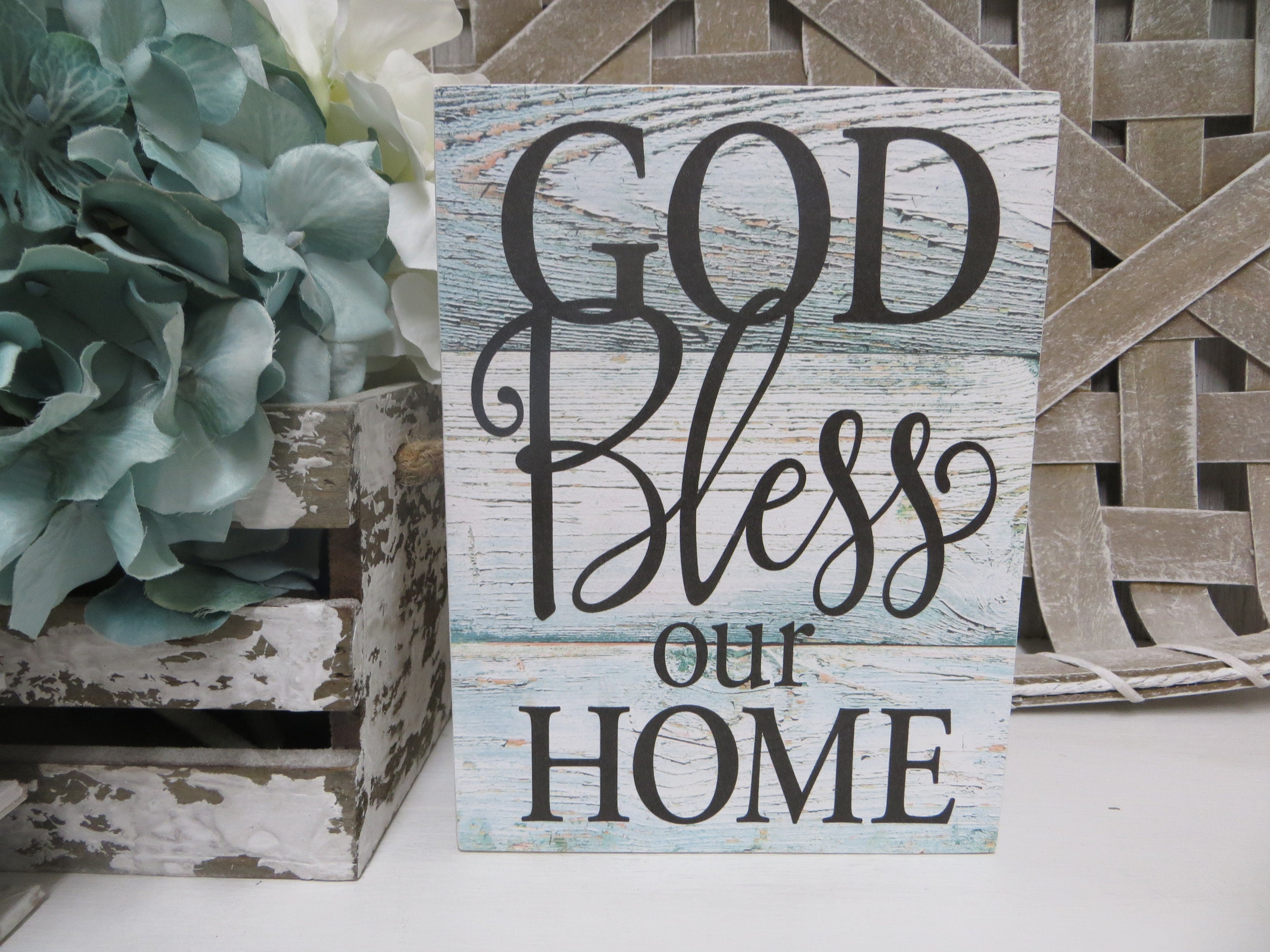 FAITH in God & His Timing Wood Box Sign Farmhouse Country Distressed 8 x 8 FAITH in God & His Timing Wood Box Sign Farmhouse Country Distressed 8 x 8