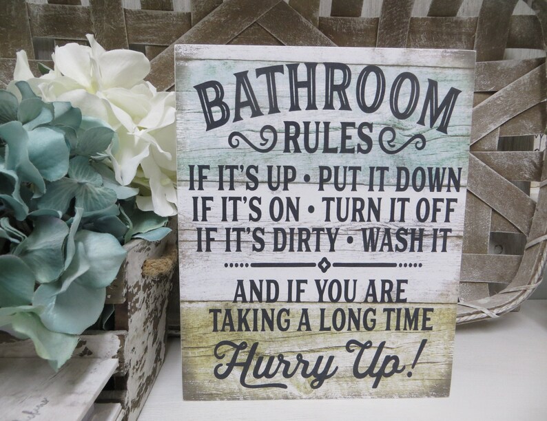 Cartel de baño de madera Reglas del baño... If It's | Etsy