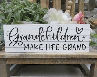 Grandchildren Sign / Grandchildren Make Life Grand / Gift for Grandparents / Gift for Mom / Mother's Day Gift, New Grandparents Present
