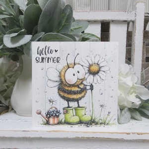 Hello Summer: Bee Flower Sign, Tiered Tray Decor