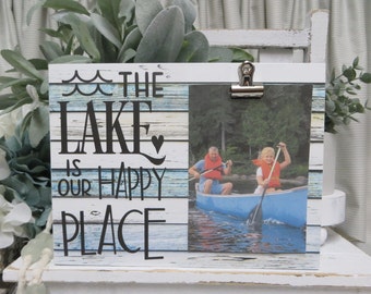 Lake Photo Frame: The Lake is Our Happy Place - Lake House Decor