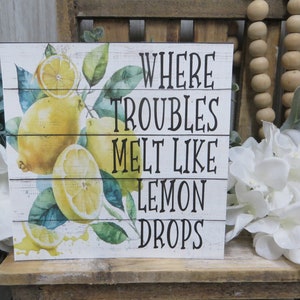 Targa In Metallo Vintage 30x15 Cm Con Scritta 'Where Troubles Melt Like Lemon Drops' – Decorazione Da Parete Per Cucina E Casa - 3