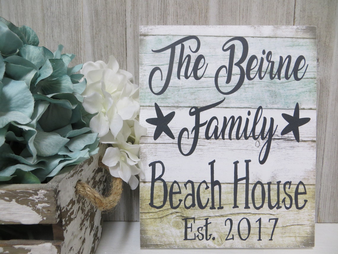 Wood Beach House Sign Customized Family Sign Beach House Etsy