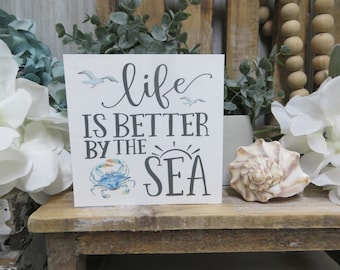 Beach Sign / Life is Better by the Sea / Wood Beach Sign / Beach House Decor / Beach Lover Gift / Beach House Wood Sign / Beach Tiered Tray