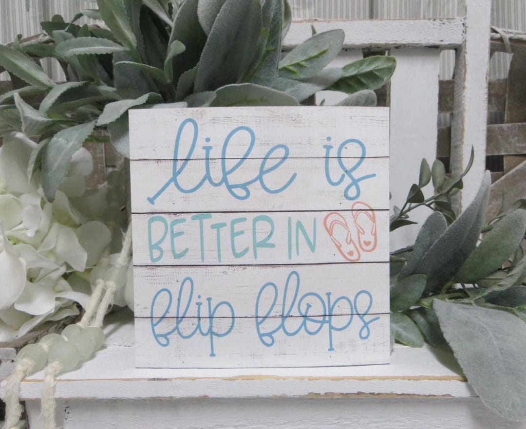 Beach Sign: Life is Better in Flip Flops - Summer Tiered Tray Decor - Etsy