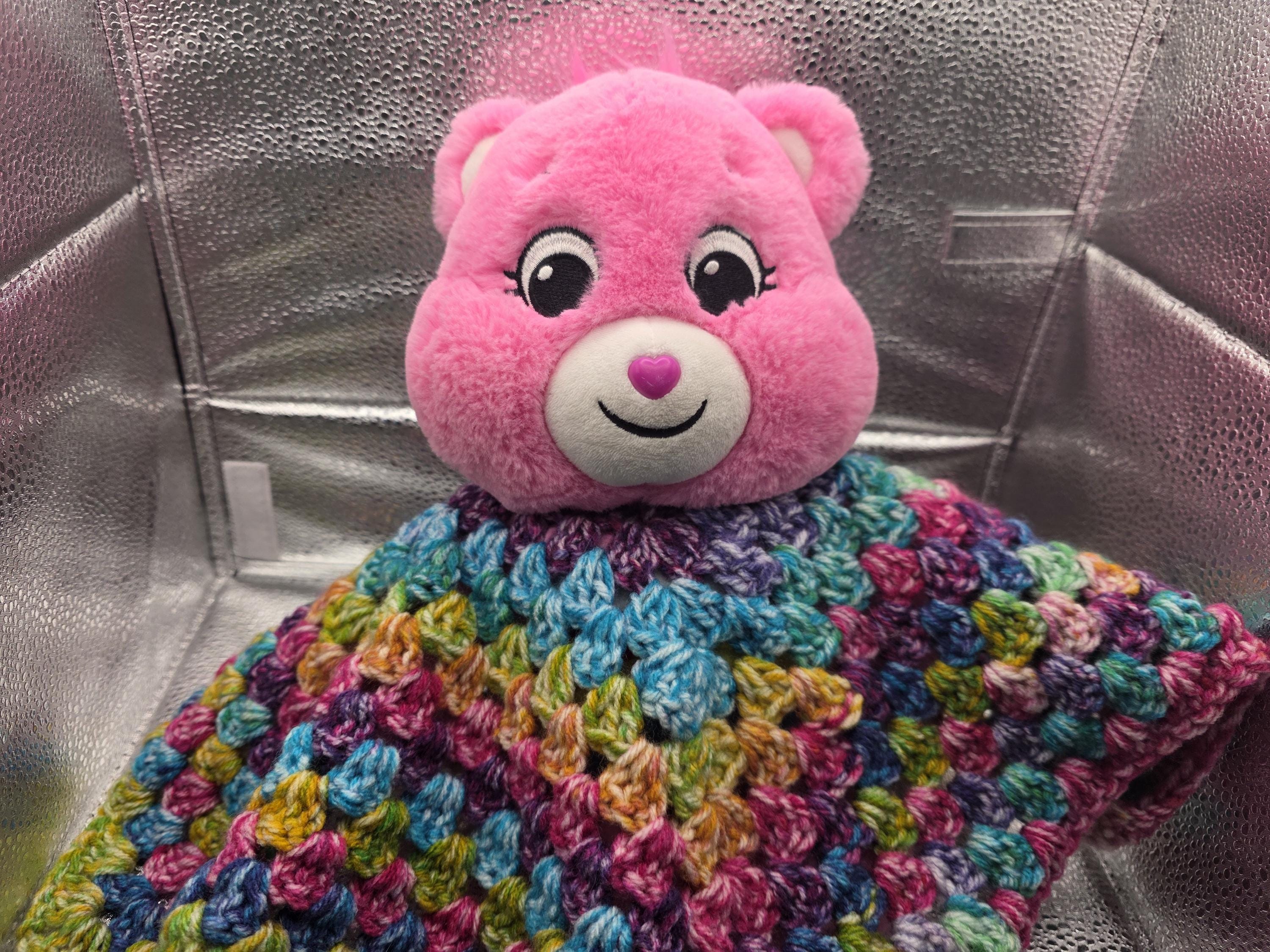Original Care Bear Rainbow Bear Bright Pink Baby Crochet Lovey