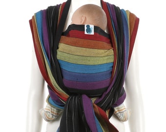 Woven Baby Wrap Carrier - Daiesu Rainbow at Night - Woven Wrap Baby Carrier