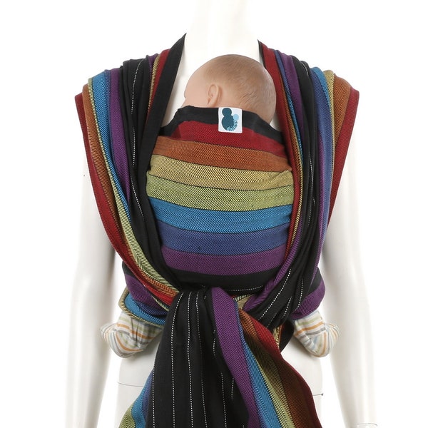 Woven Baby Wrap Carrier - Daiesu Rainbow at Night - Woven Wrap Baby Carrier