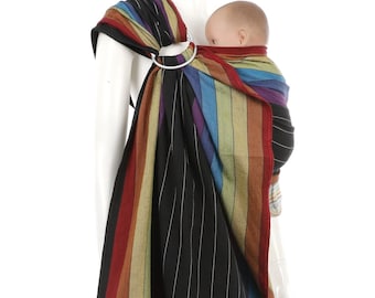 Ring Sling Baby Carrier - Daiesu Rainbow at Night - Baby sling, newborn essential, infant carrier, new mom gift idea