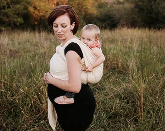 Woven Baby Wrap - Daiesu Sandbox - Woven Wrap Baby Carrier - Natural cotton sling, infant to toddler, white, newborn gift