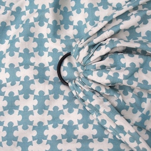 Portabebés tipo fular con anillas - Daiesu Jigsaw Teal - Fular tejido, portabebés para recién nacidos y niños pequeños, idea de regalo única para mamás primerizas, viajes