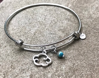 Cloud Bracelet, Cloud Jewelry, Adjustable Bangle Bracelet, Jasper Jewelry, Cute Jewelry, Simple Jewelry