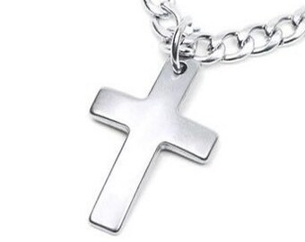 Stainless Steel Men’s Cross Necklace, stainless steel cross necklace, Silver cross necklace for a man