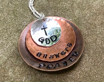 God answers prayer, Christian jewelry, Christian necklace, hope jewelry, Baptism gift, Confirmation necklace, Gift for a cancer survivor