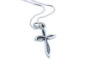 Sterlingzilveren kruisketting, minimalistische doosketting