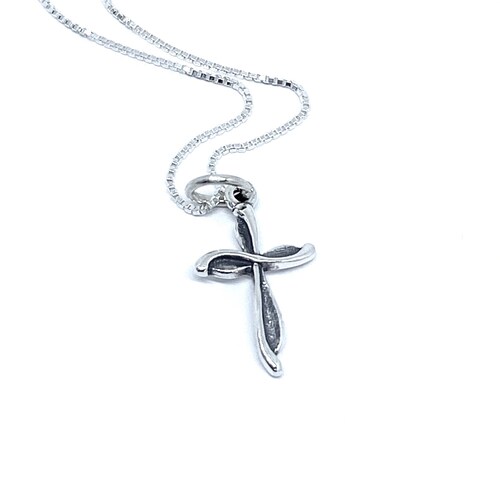 Sterlingzilveren kruisketting, minimalistische doosketting
