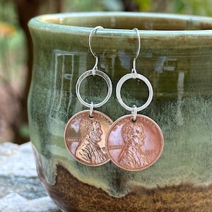 Penny earrings birthday earrings anniversary jewelry 20th birthday gift 30th birthday gift 40th birthday gift 50th birthday gift
