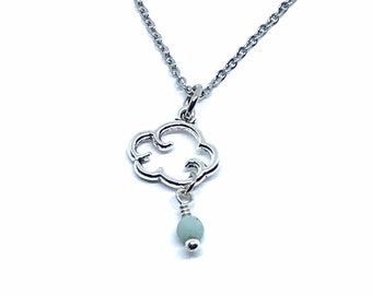 Cloud Necklace, Rain Cloud Necklace, Cloud Charm, Amazonite Necklace, Dainty  Necklace, Minimalist Necklace