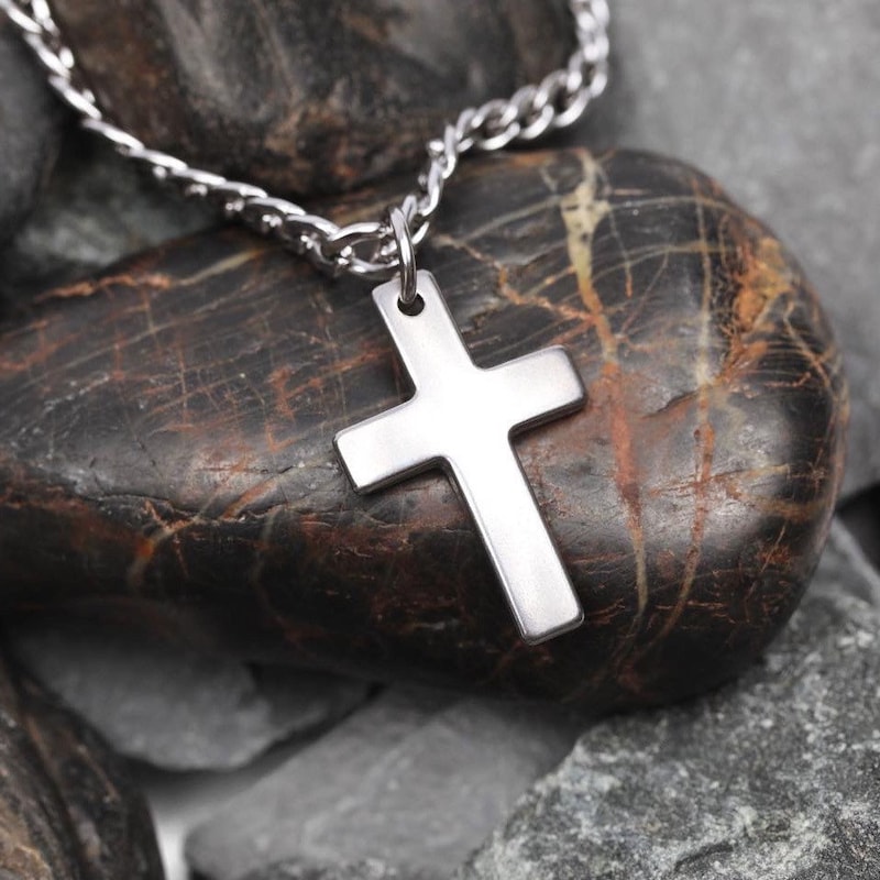 Lost Souls Stainless Steel Cross Pendant Necklace In Silver - Foto 2